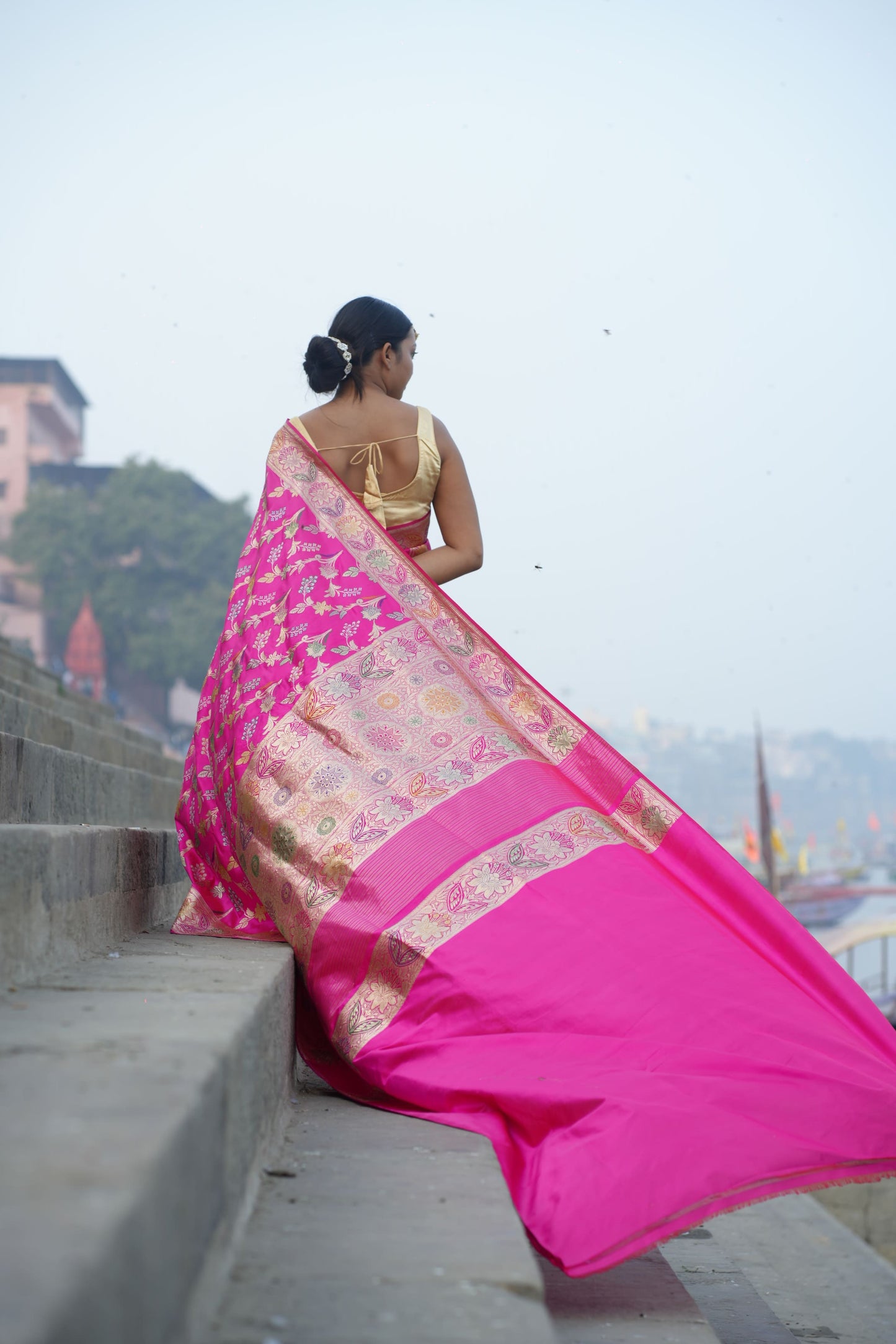 Pink Banarasi Katan Silk Handloom
