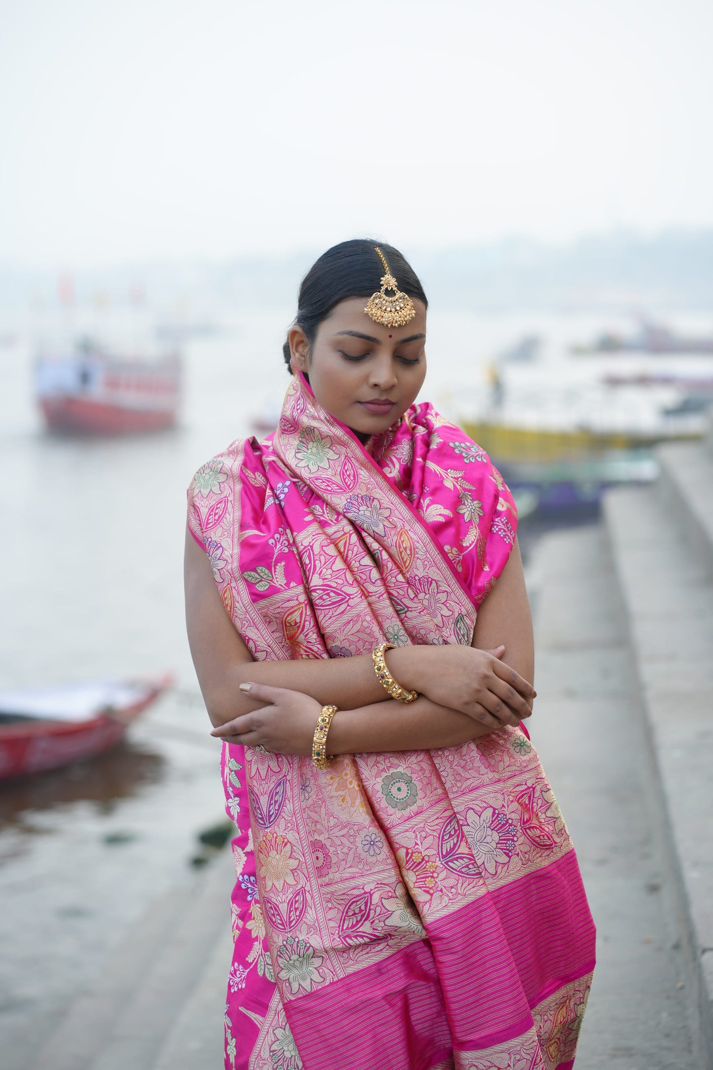 Pink Banarasi Katan Silk Handloom