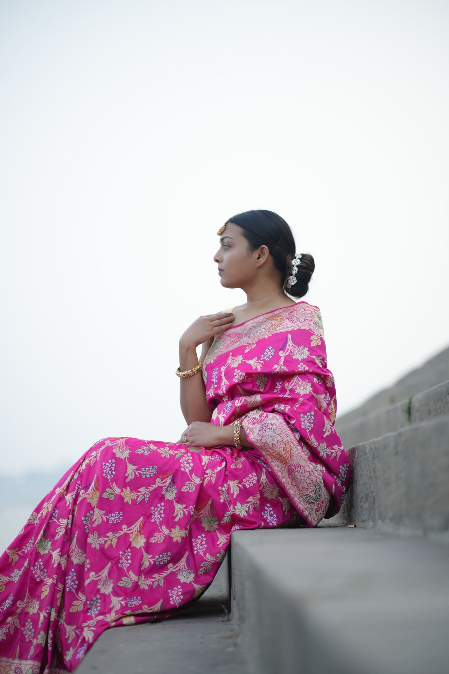 Pink Banarasi Katan Silk Handloom