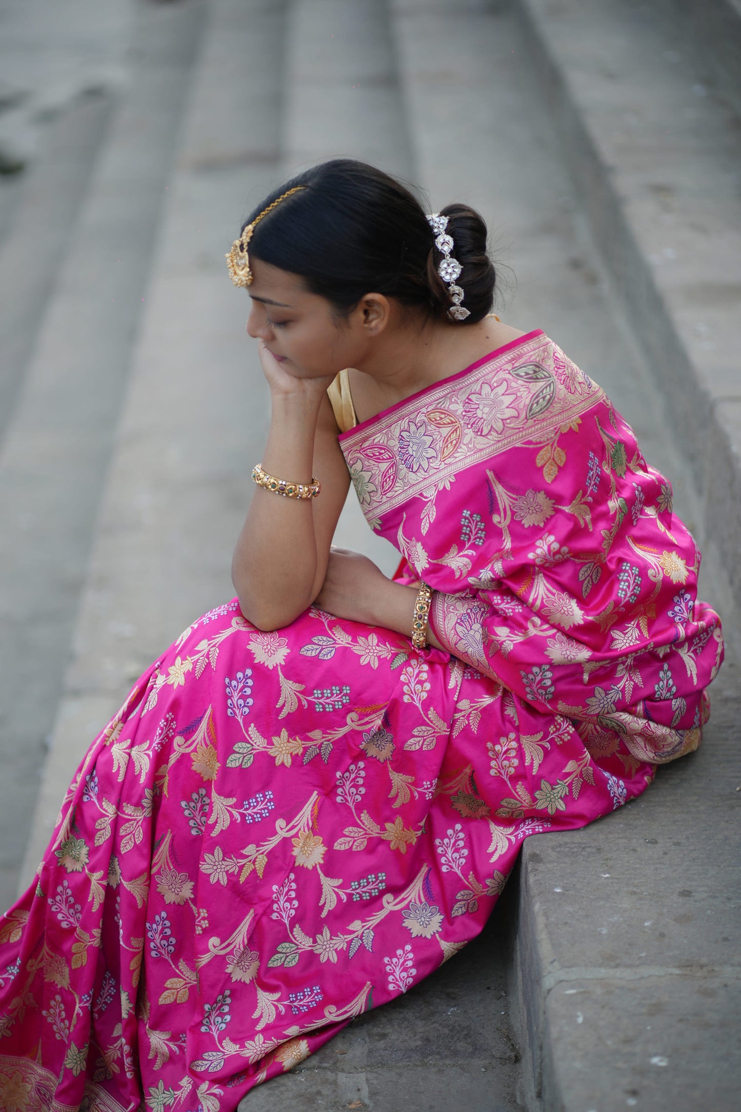 Pink Banarasi Katan Silk Handloom