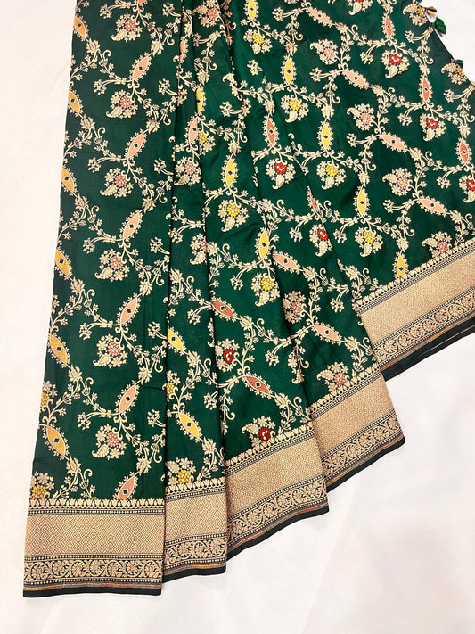 Pure Handwoven- Jaal kataan silk Sari
