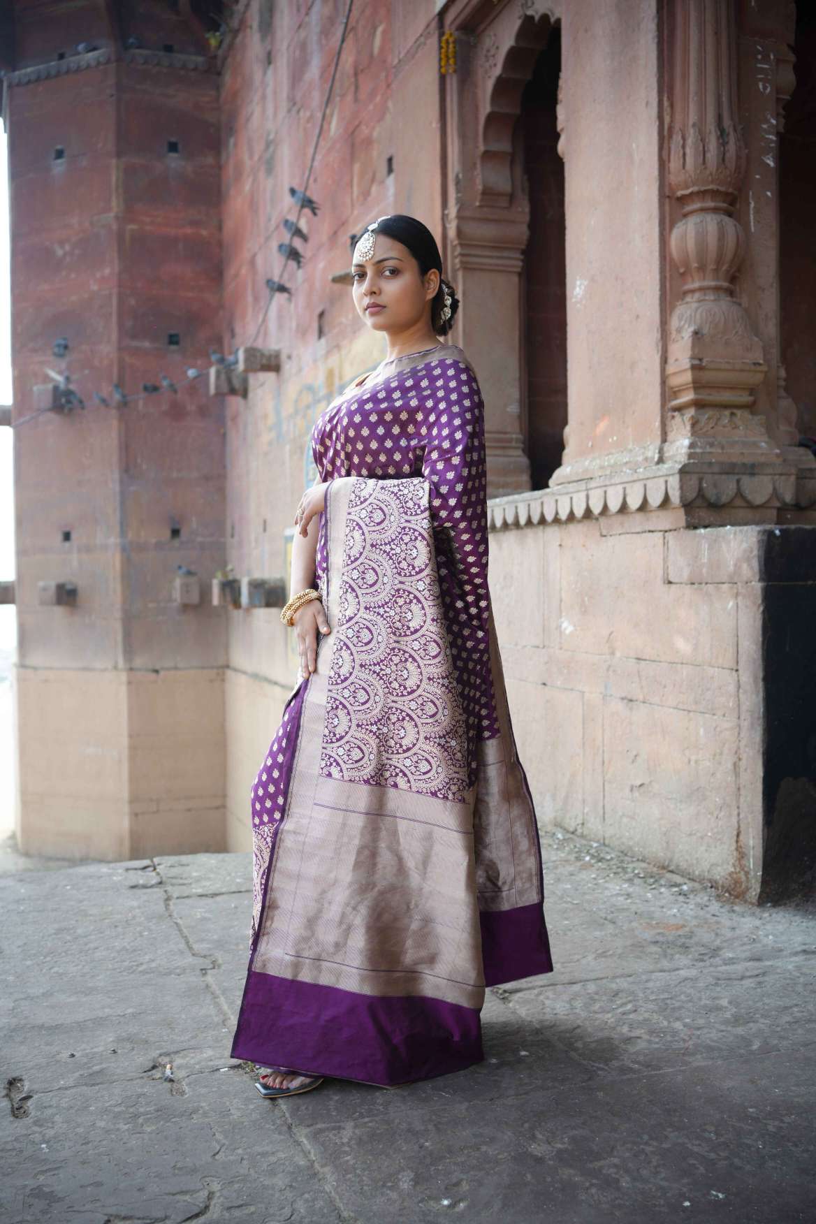 Purple Banarasi Katan Silk Handloom