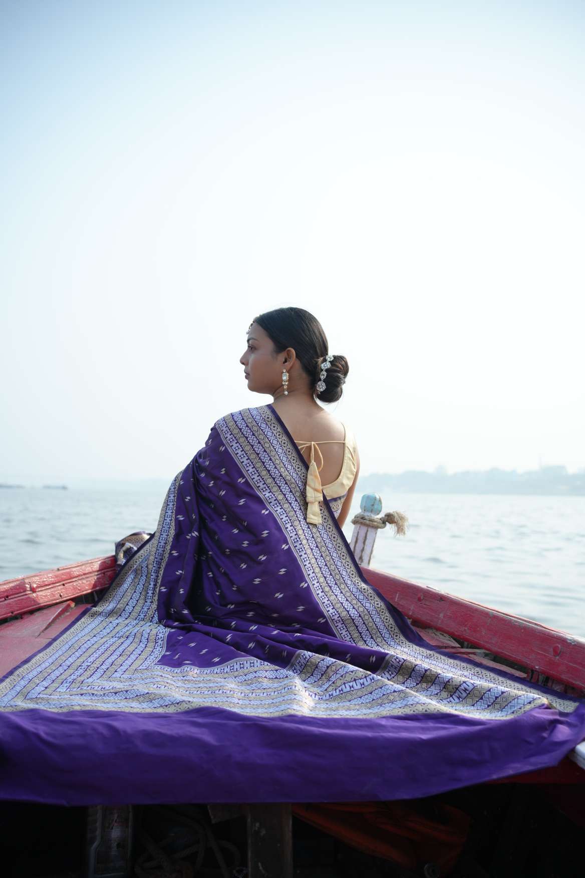 Purple Katan Banarasi Silk Handloom Saree