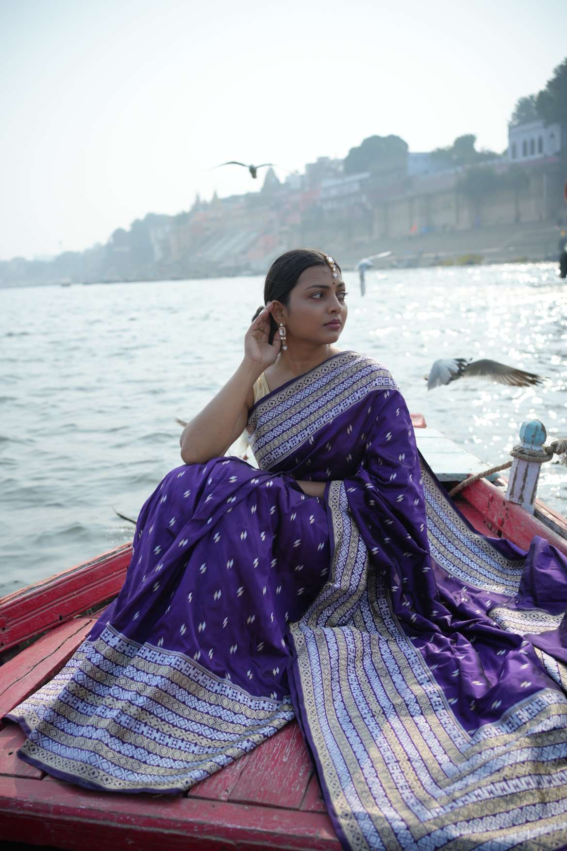 Purple Katan Banarasi Silk Handloom Saree