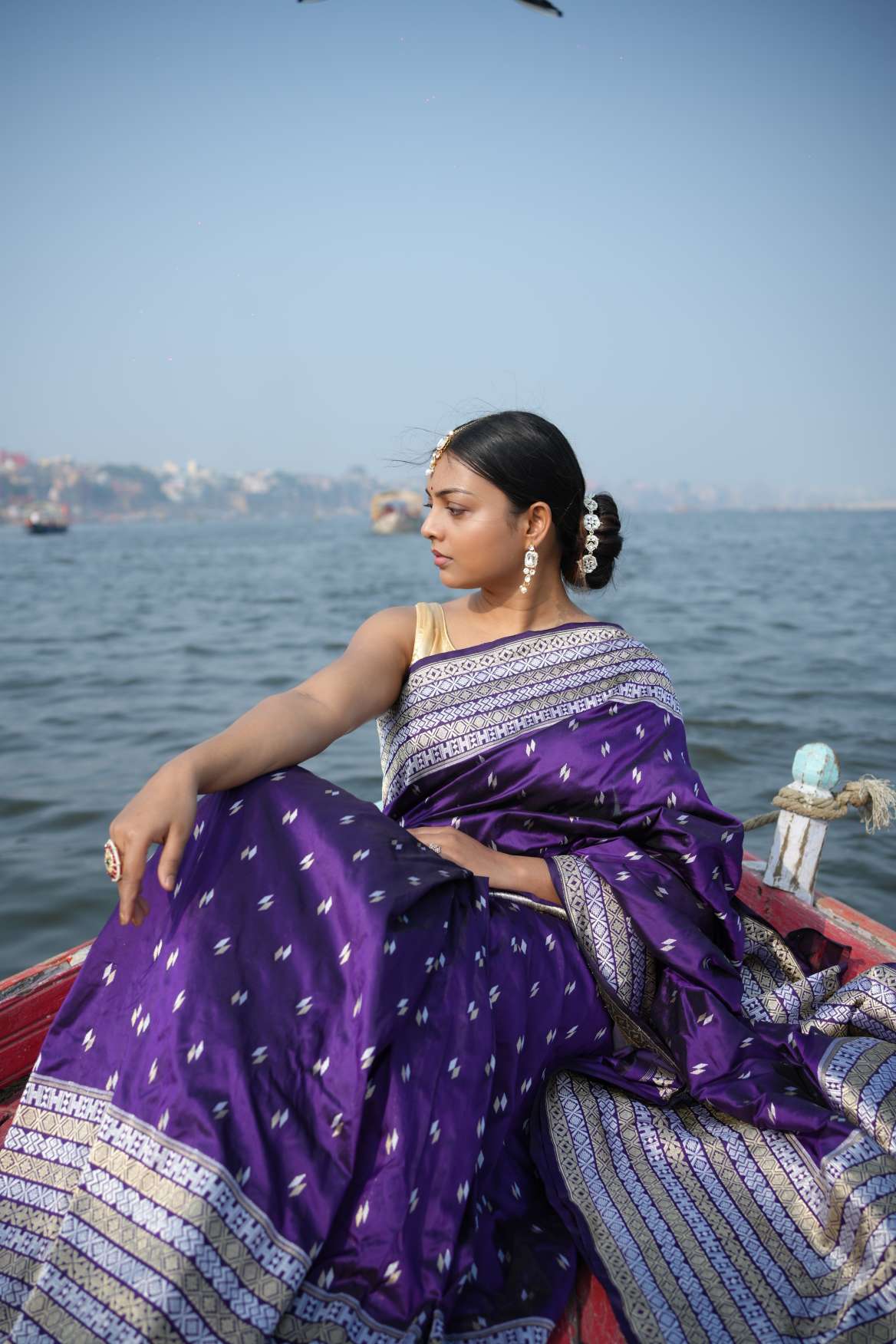 Purple Katan Banarasi Silk Handloom Saree