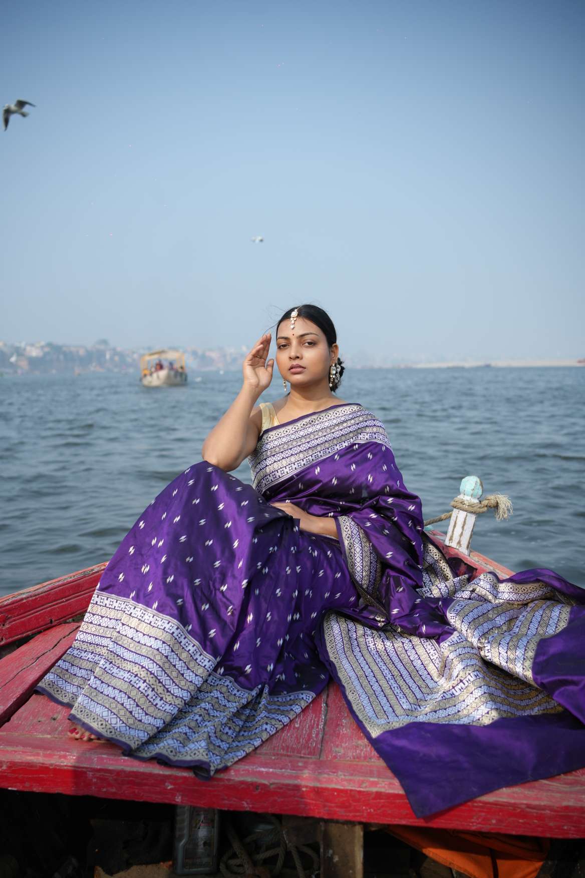 Purple Katan Banarasi Silk Handloom Saree
