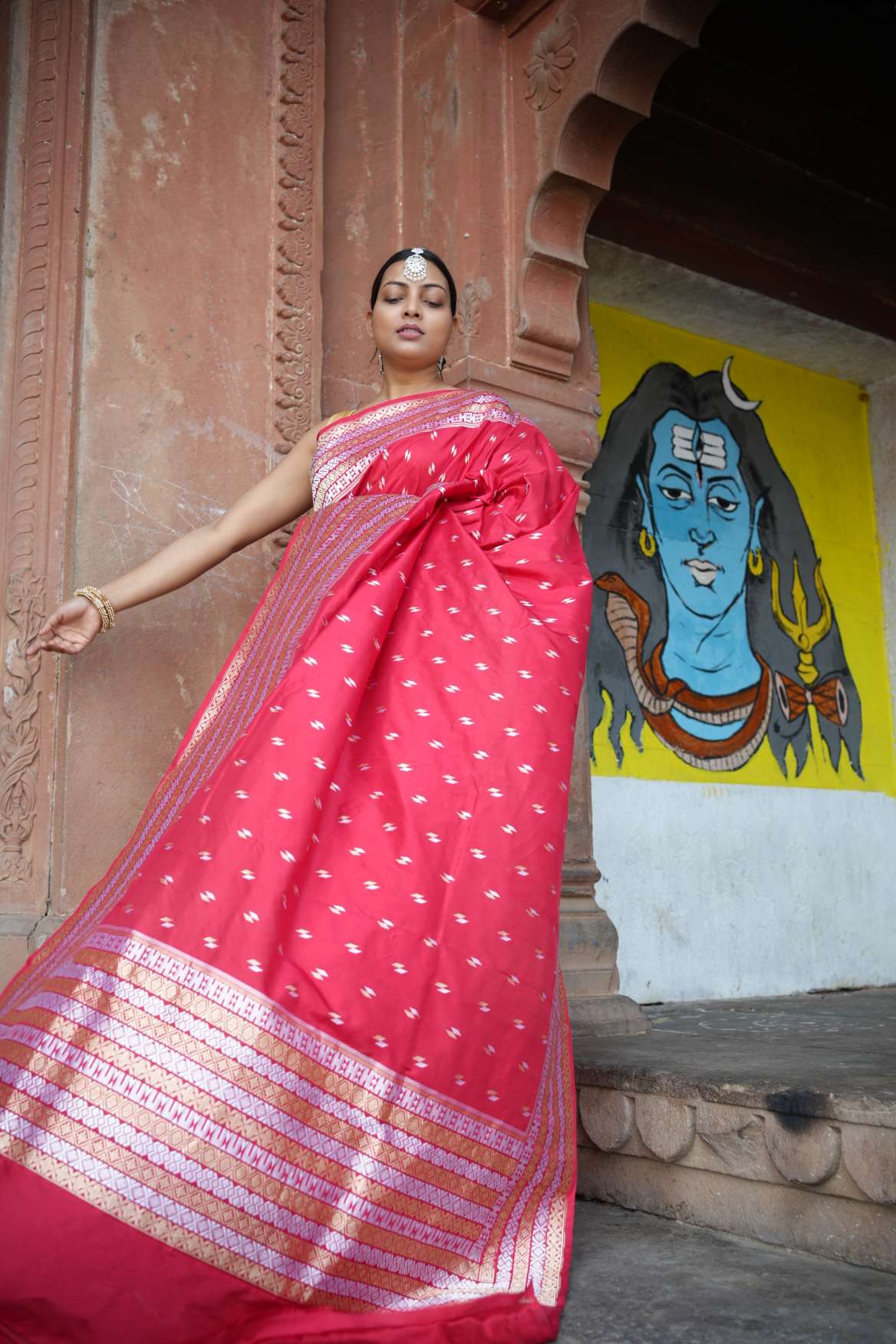 Pink Katan Banarasi Silk Handloom Saree