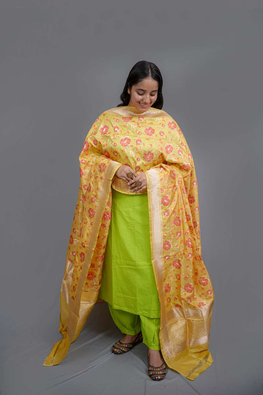 Pure Katan Silk Handloom Dupatta