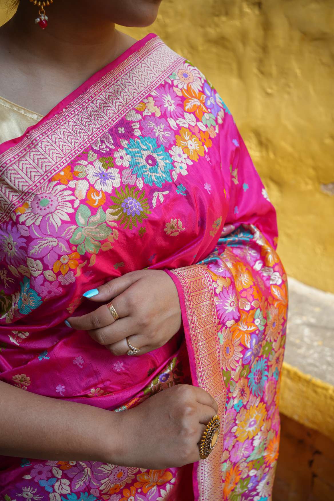 Bright Pink Banarasi Katan Silk Handloom Saree