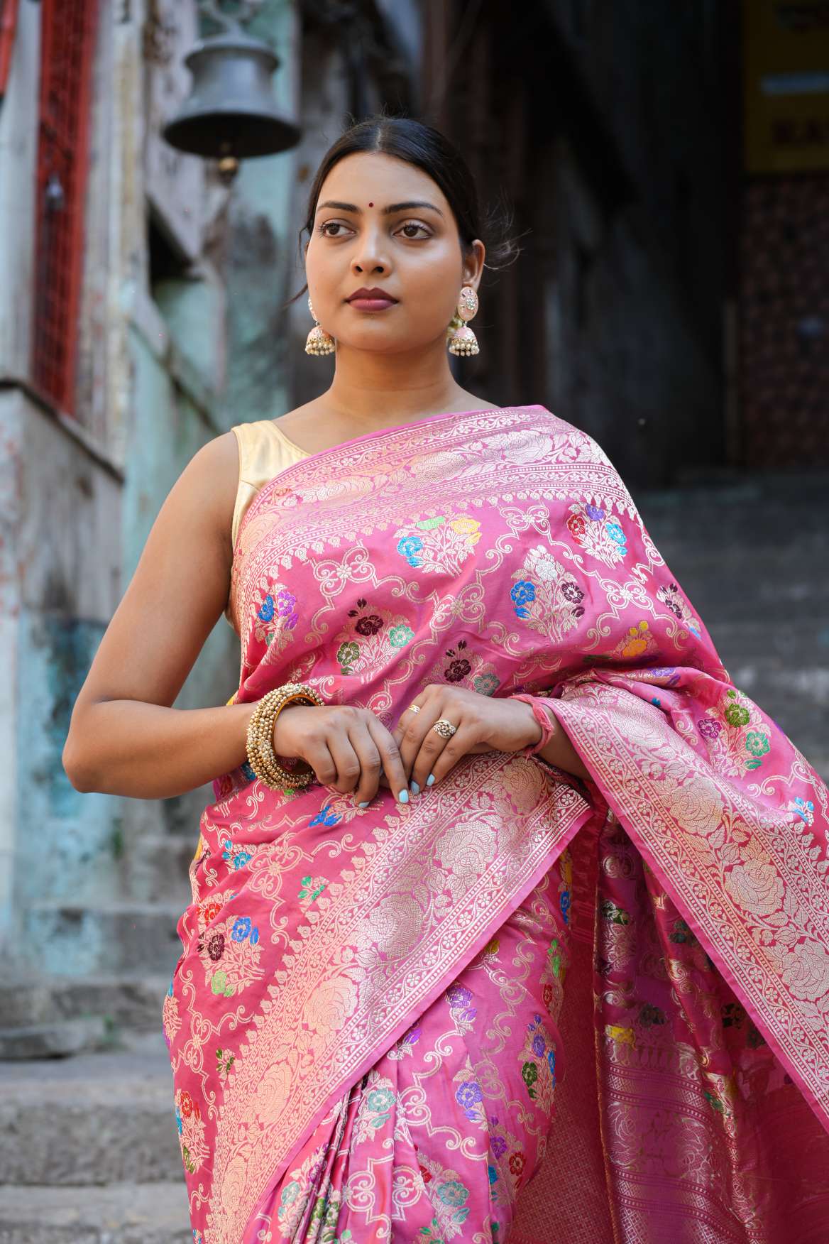 Baby Pink Katan Banarasi Silk Kaduwa Handloom Saree