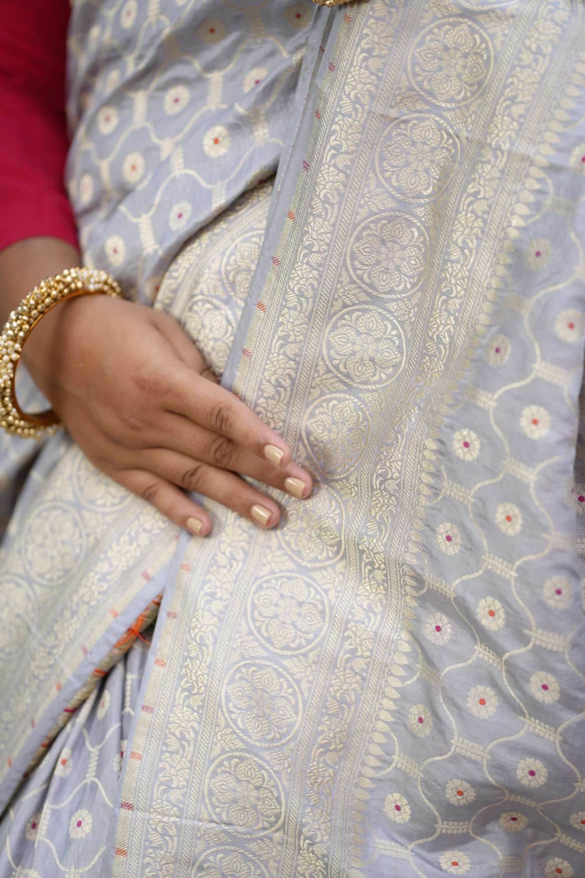 Grey Banarasi Katan Silk Handloom Saree