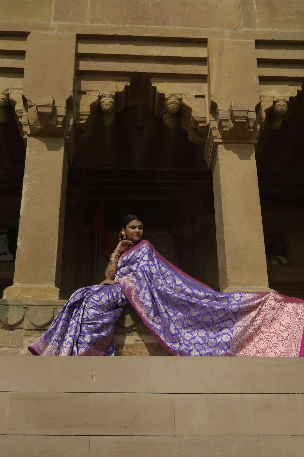 Purple-Pink Banarasi Katan Silk Handloom Saree