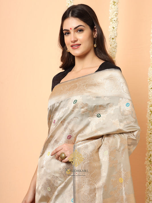 Pure Kataan silk - Floral Jangla