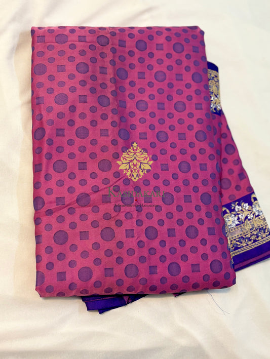 Pure Banarasi Satin Silk Sari- Polka Dots