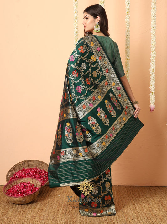 Pure handwoven kataan silk jangla Sari
