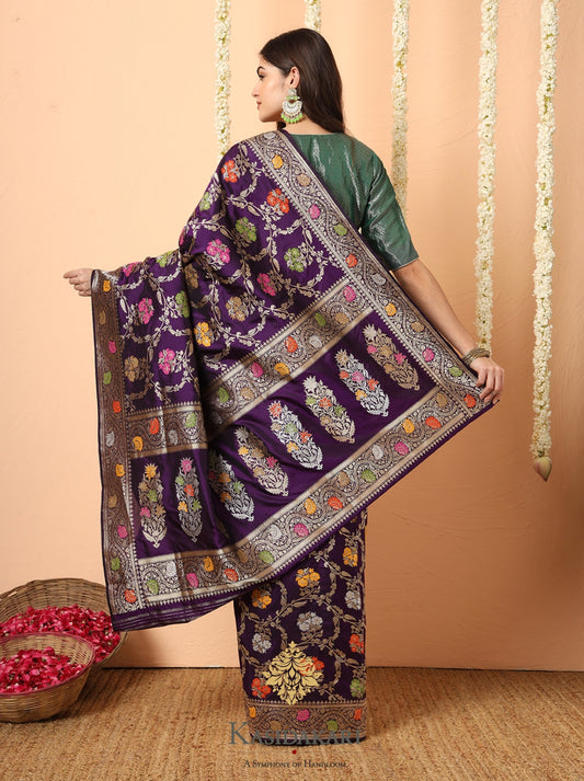 Pure handwoven Kataan silk floral jangla
