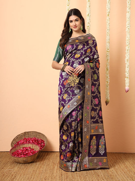Pure handwoven Kataan silk floral jangla