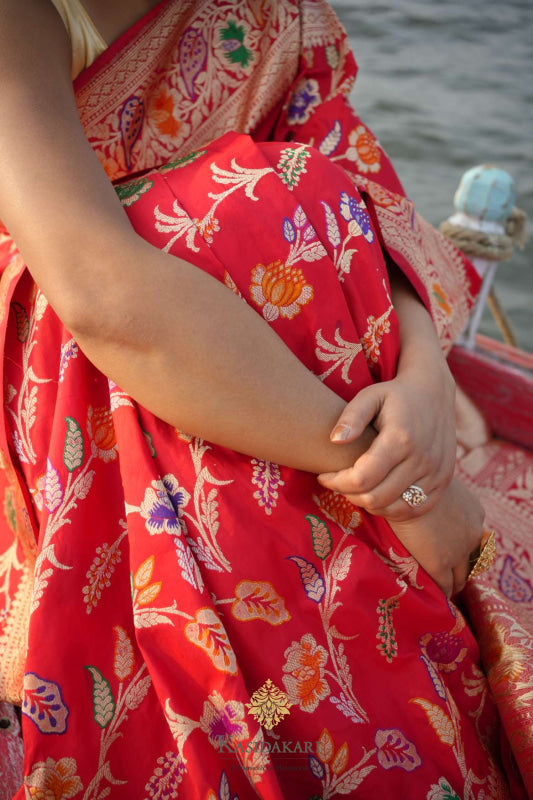 Red Kadwa Katan Silk Banarasi Handloom Saree