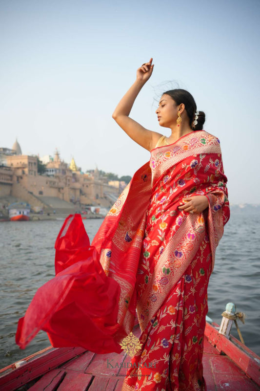 Red Kadwa Katan Silk Banarasi Handloom Saree