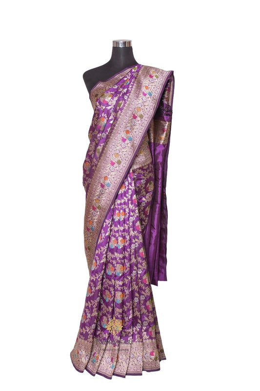 Purple Banarasi Katan Silk Handloom Saree
