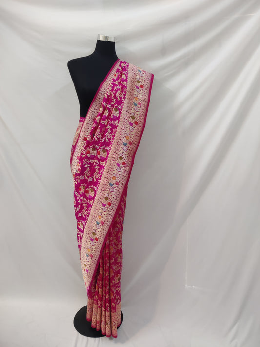 Pink Banarasi Katan Silk Handloom Saree