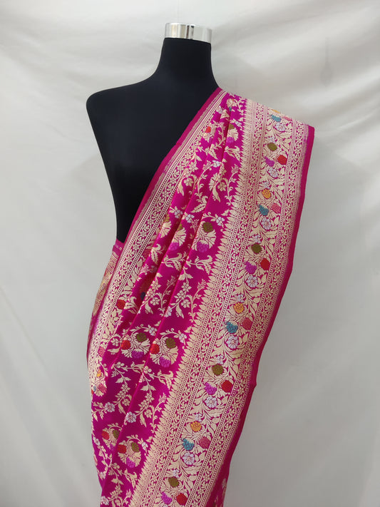 Pink Banarasi Katan Silk Handloom Saree