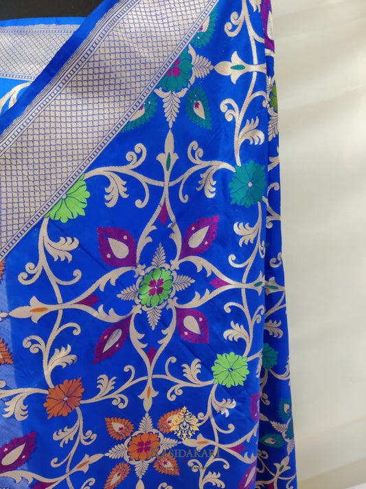 Blue Katan Silk Banarasi Handloom Dupatta