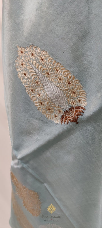 Blue Katan Silk Handloom Banarasi Dupatta