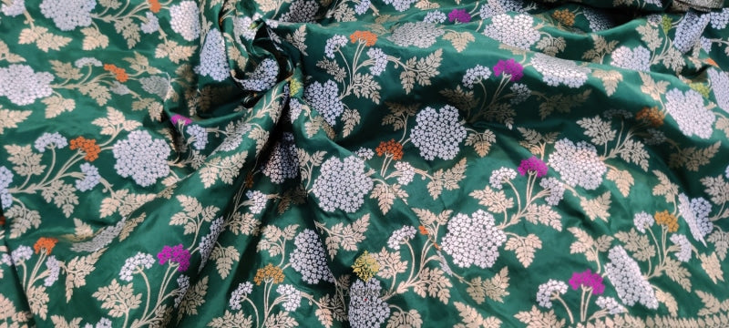 Bottle Green Banarasi Katan Silk Handloom Saree