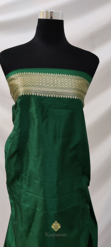 Bottle Green Banarasi Katan Silk Handloom Saree