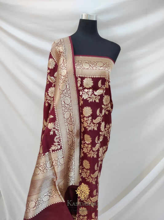 Brown Katan Silk Handloom Dupatta