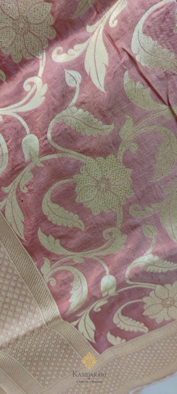 Carrot Color Katan Silk Banarasi Handloom Dupatta