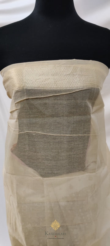 Cream Banarasi Cotton Jamdani Handloom Saree