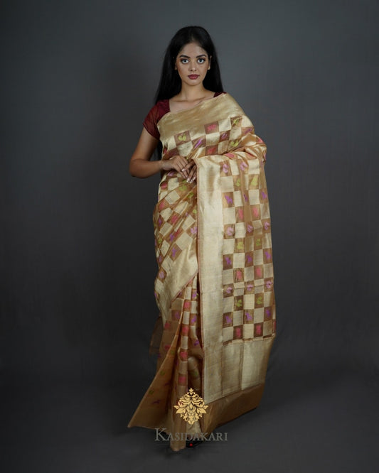 Gloden Tissue Handloom Banarasi Saree