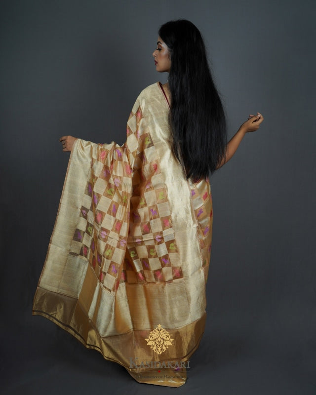 Gloden Tissue Handloom Banarasi Saree
