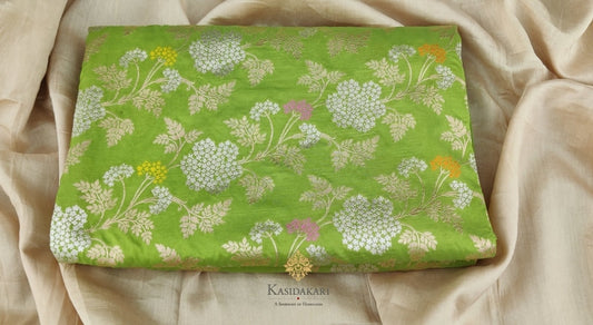 Green Katan Silk Ganga-Jamuna Banarasi Handloom Saree Cutwork