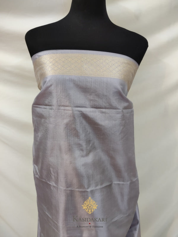 Grey Katan Silk Handloom Banarasi Saree