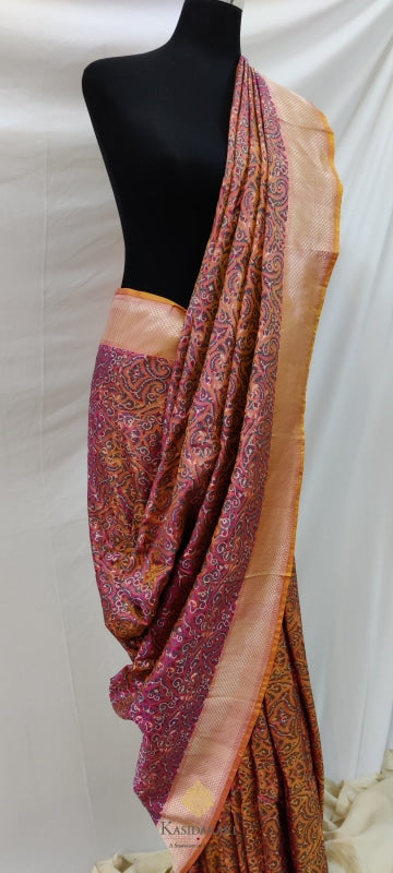 Pink Katan Silk Handloom Banarasi Saree