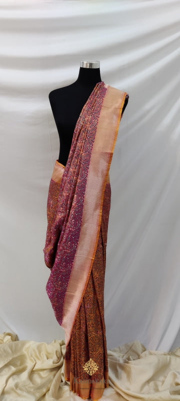 Pink Katan Silk Handloom Banarasi Saree