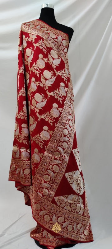 Red Katan Silk Banarasi Handloom Saree