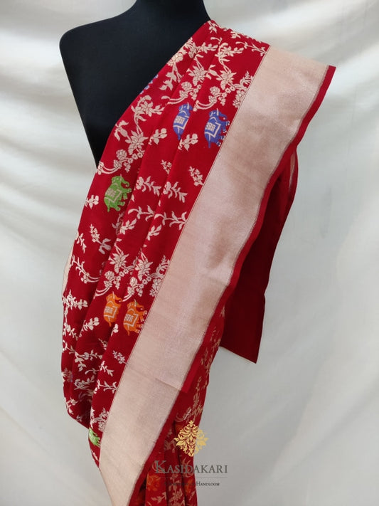 Red Katan Silk Banarasi Handloom Saree