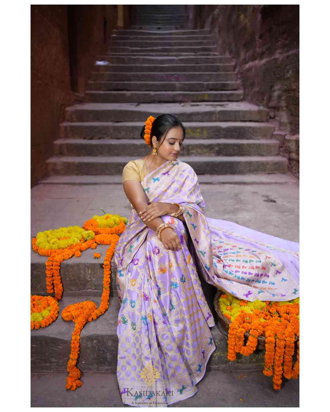 Lavender Banarasi Katan Silk Handloom