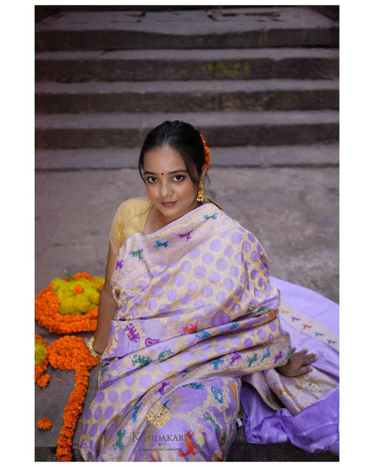 Lavender Banarasi Katan Silk Handloom