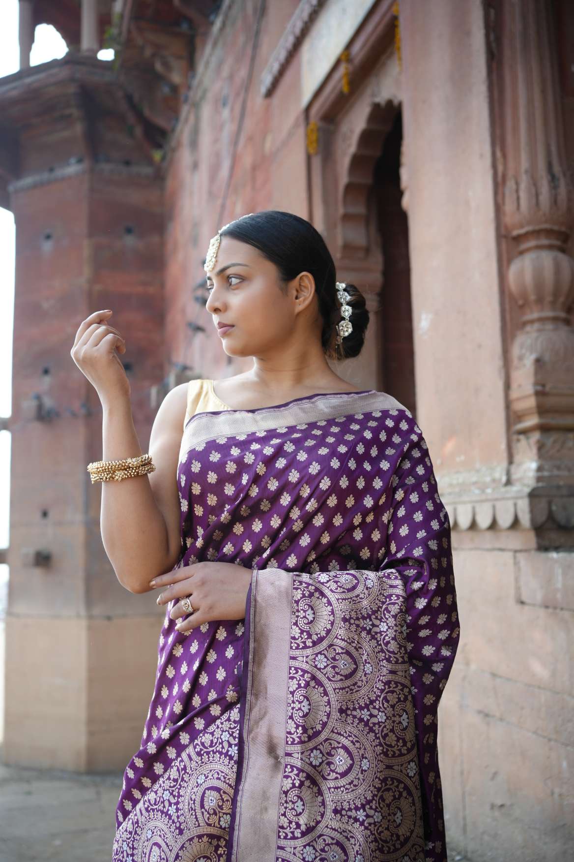 Purple Banarasi Katan Silk Handloom