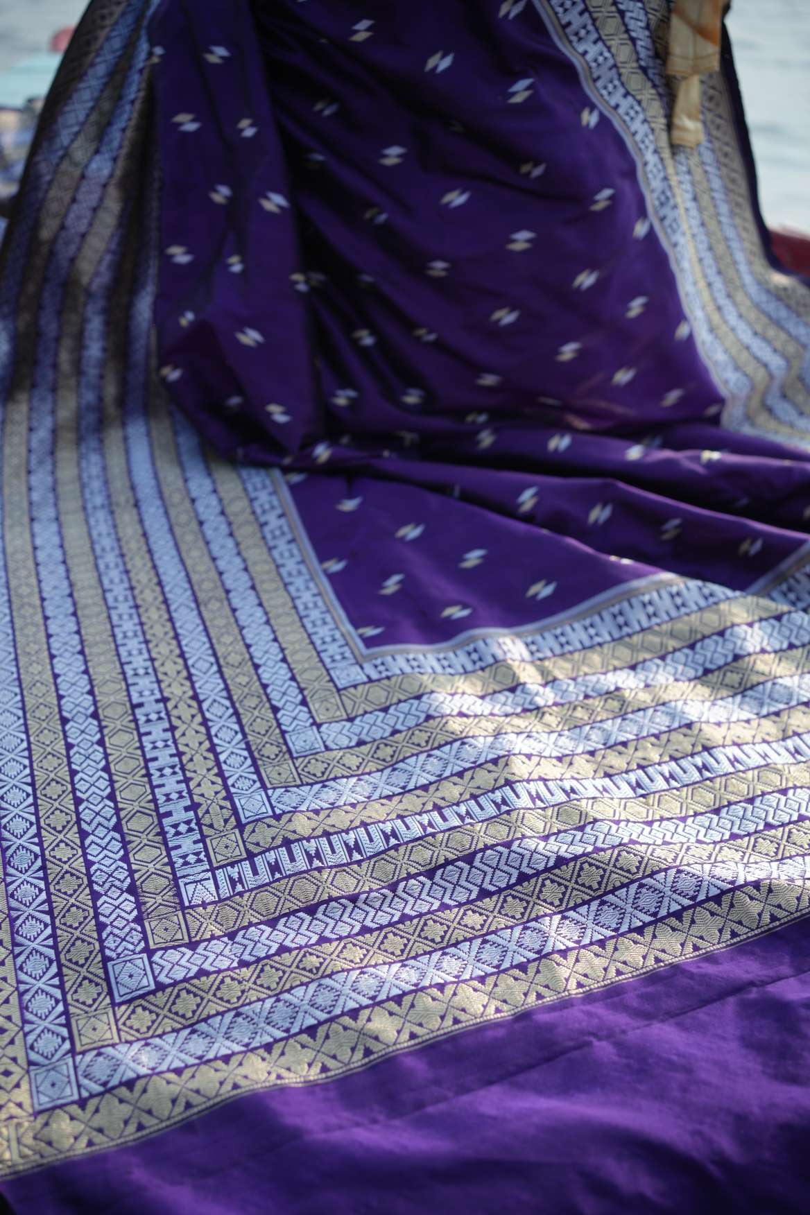 Purple Katan Banarasi Silk Handloom Saree
