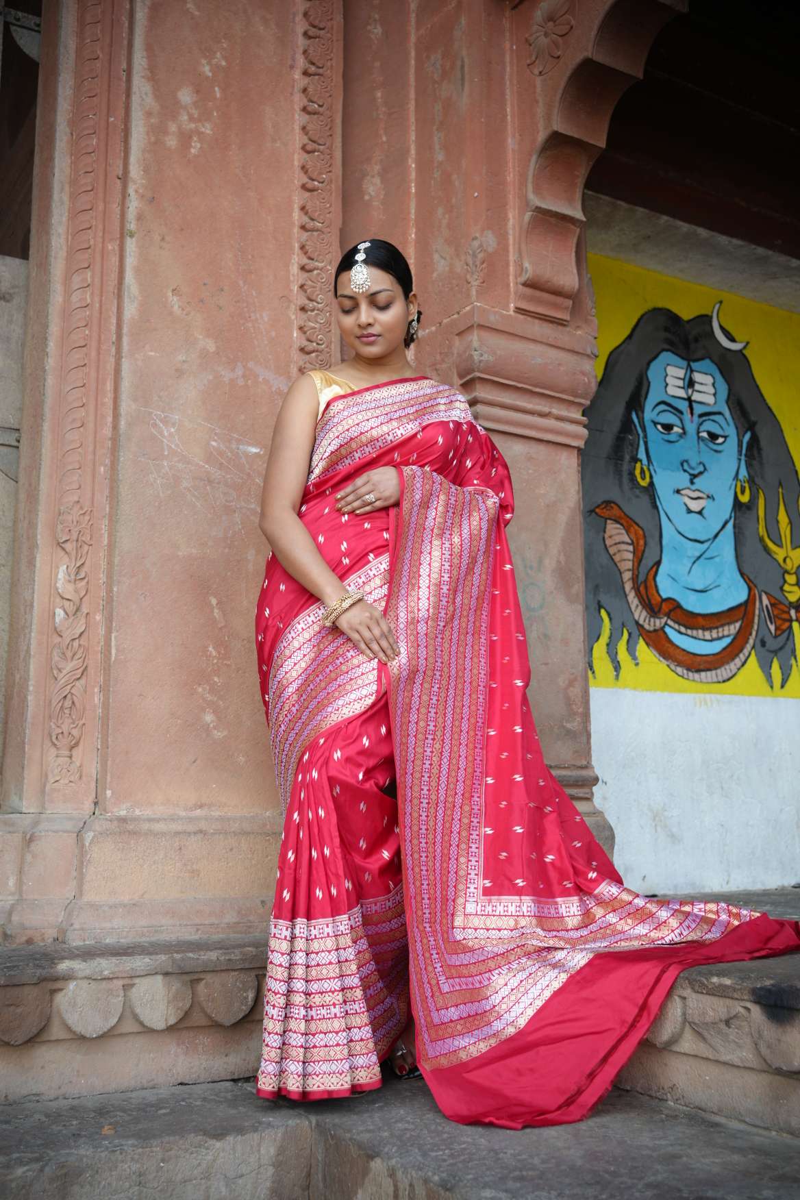 Pink Katan Banarasi Silk Handloom Saree