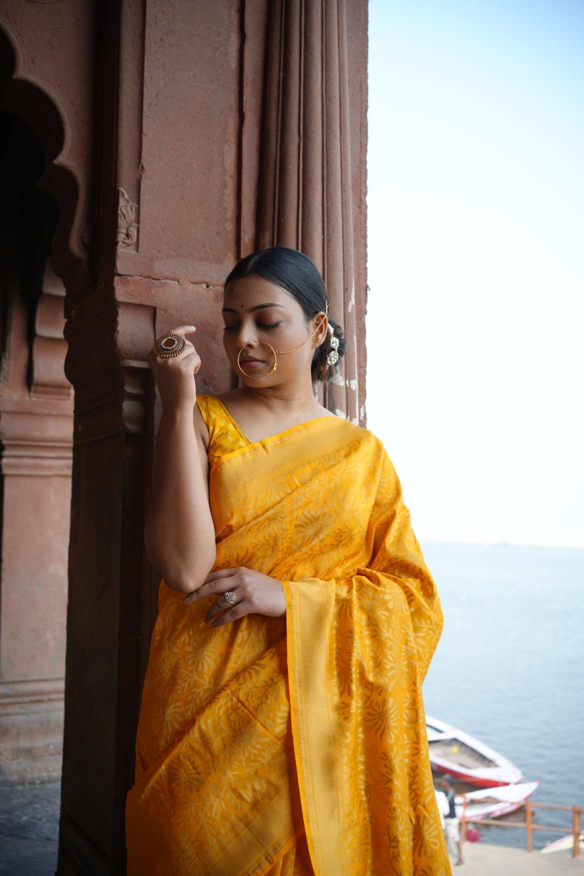 Yellow Katan Banarasi Silk Handloom