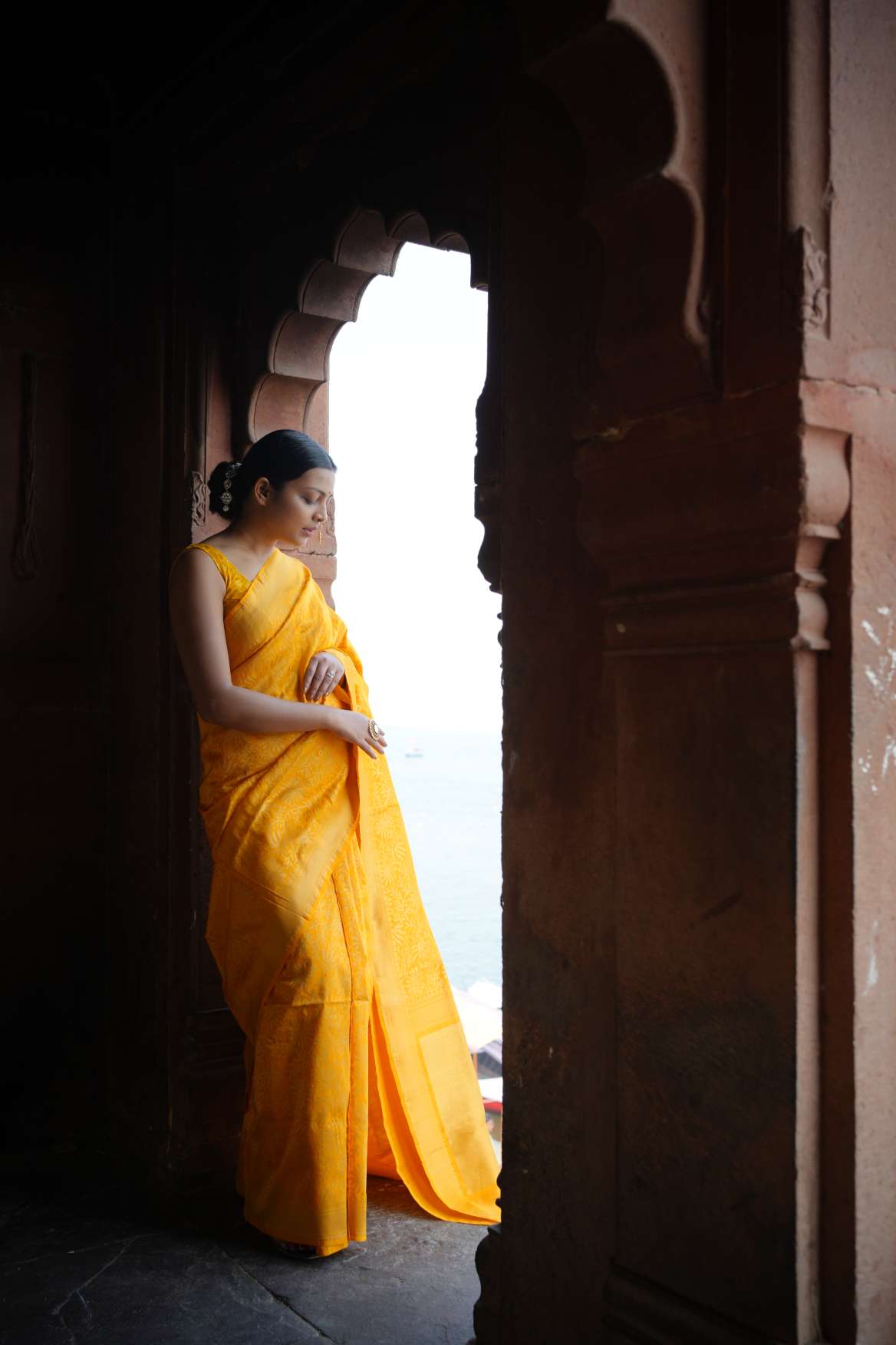 Yellow Katan Banarasi Silk Handloom