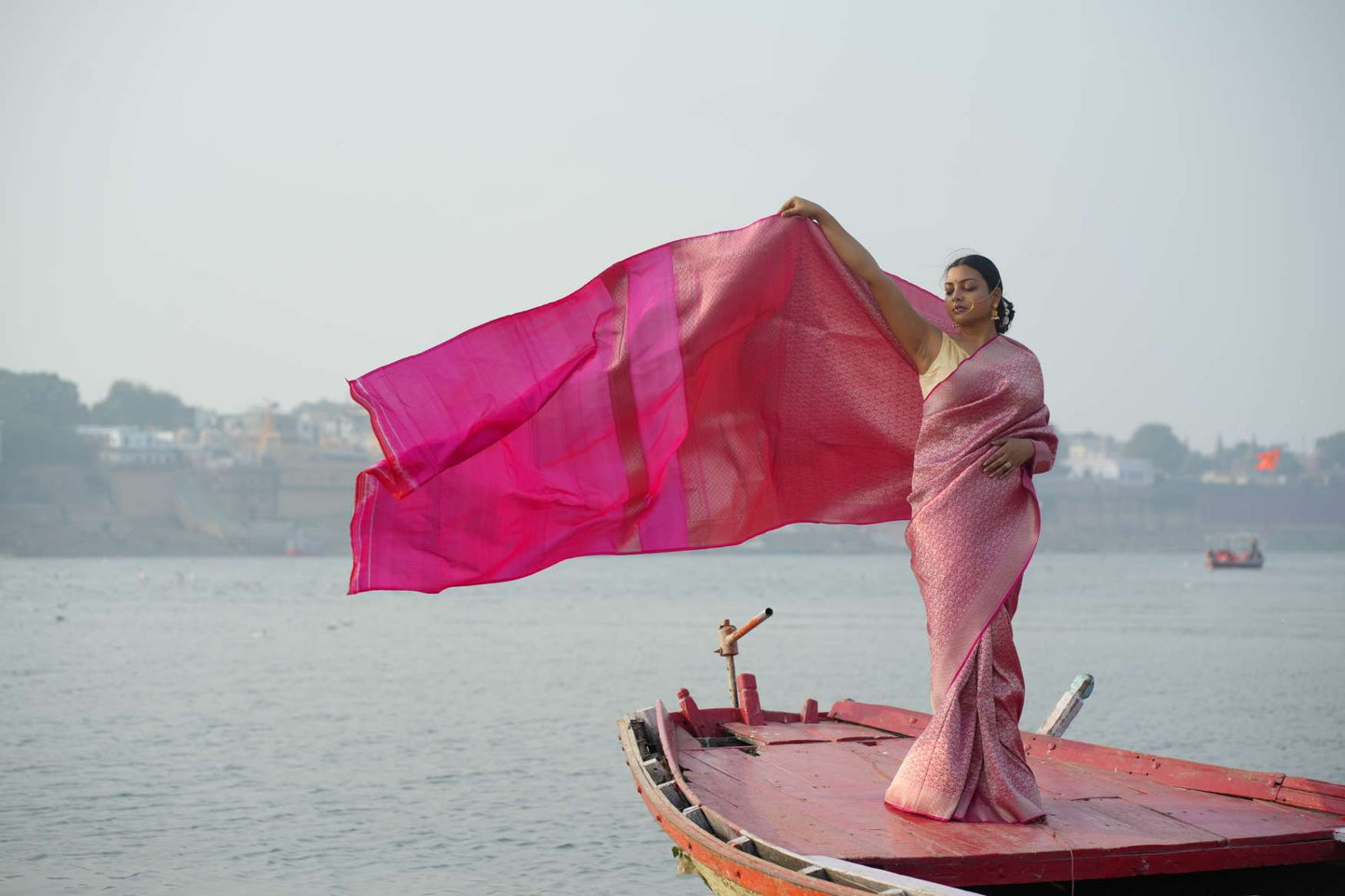Pink Katan Silk Banarasi Handloom Saree