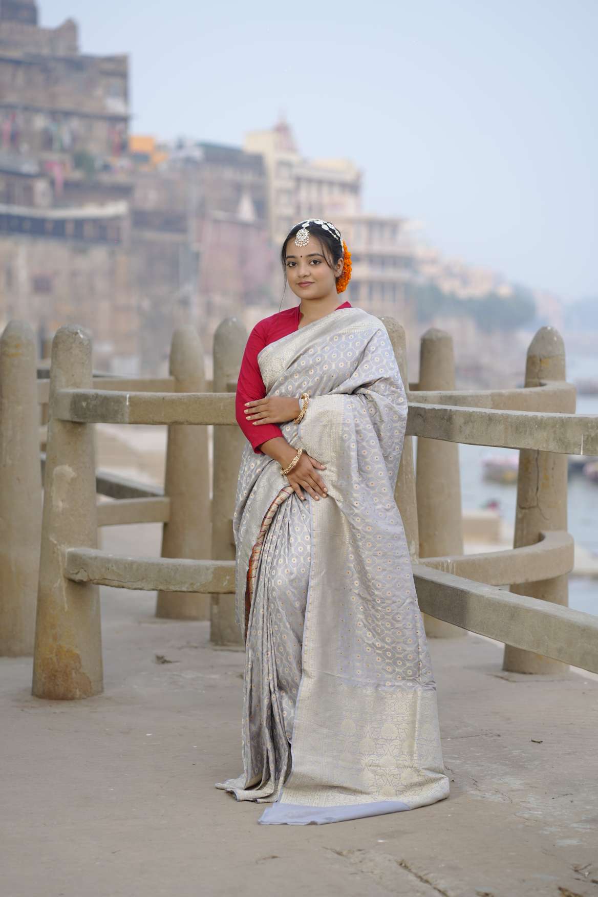 Grey Banarasi Katan Silk Handloom Saree